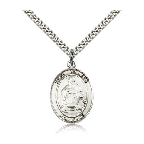 Sterling Silver St. Charles Borromeo Pendant w/ chain