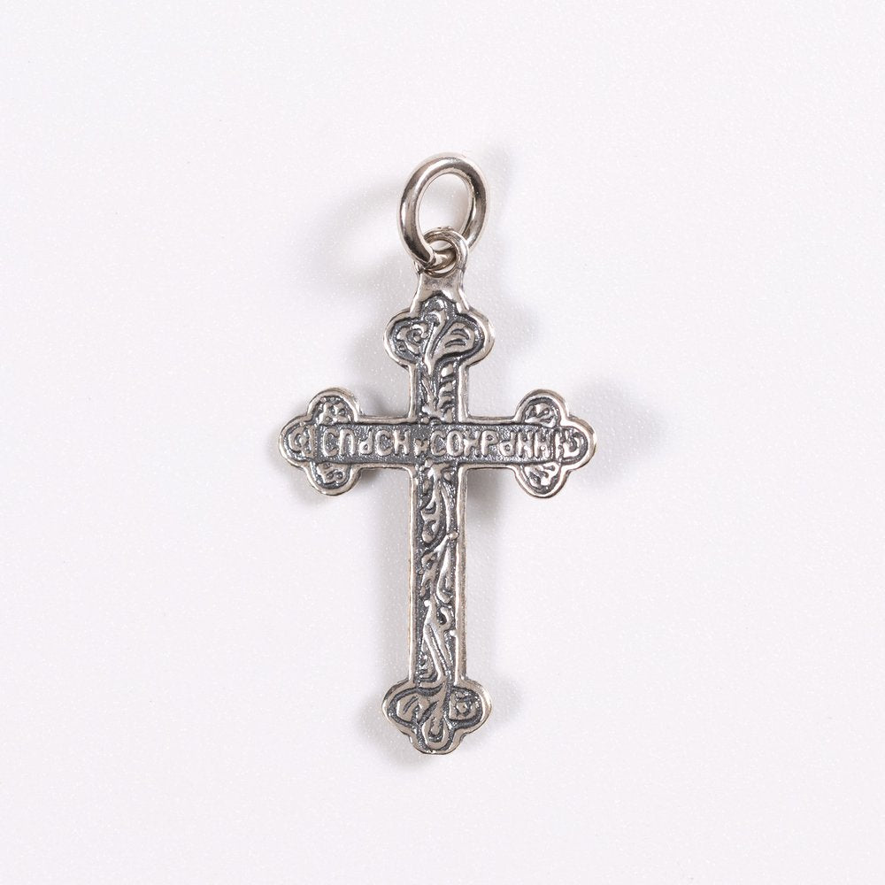 Sterling Silver Medieval Bottony Crucifix Pendant - 1.25"