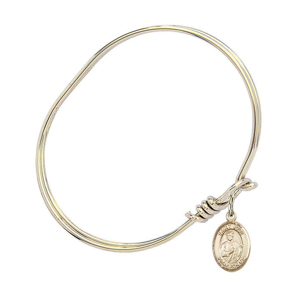 Youth 5 3/4" Gold Plated Bangle Bracelet with St. Jude Thaddeus Medal Charm