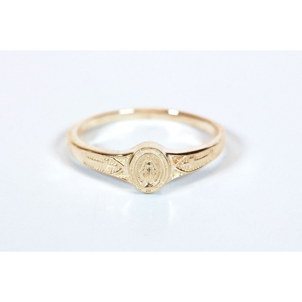 14 KT Gold Miraculous Medal Ring - Multiple Sizes
