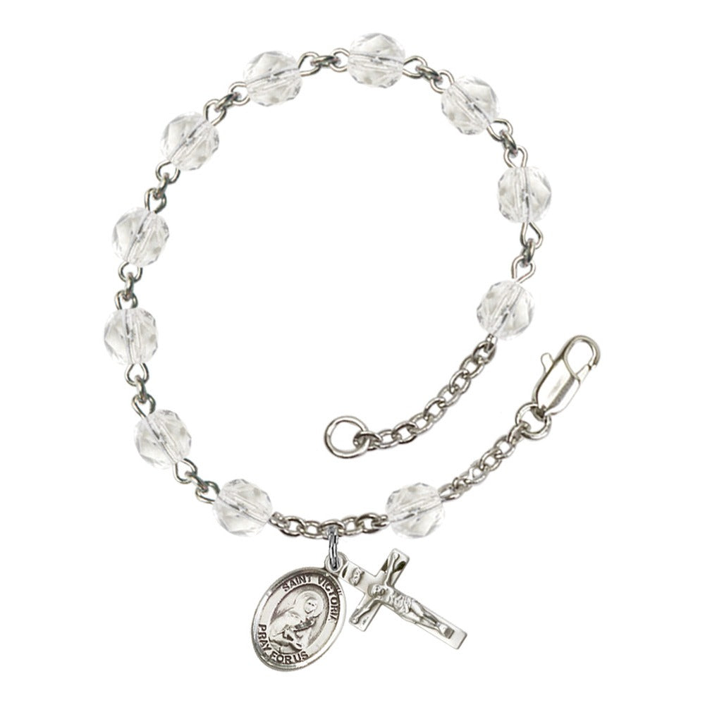 St. Victoria Crystal April Rosary Bracelet 6mm