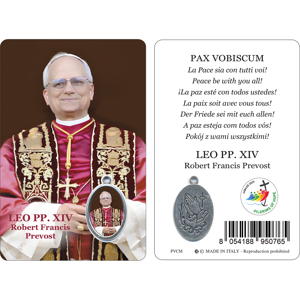 Pope Leo XIV In the One We Are One Prayer Card & Medal