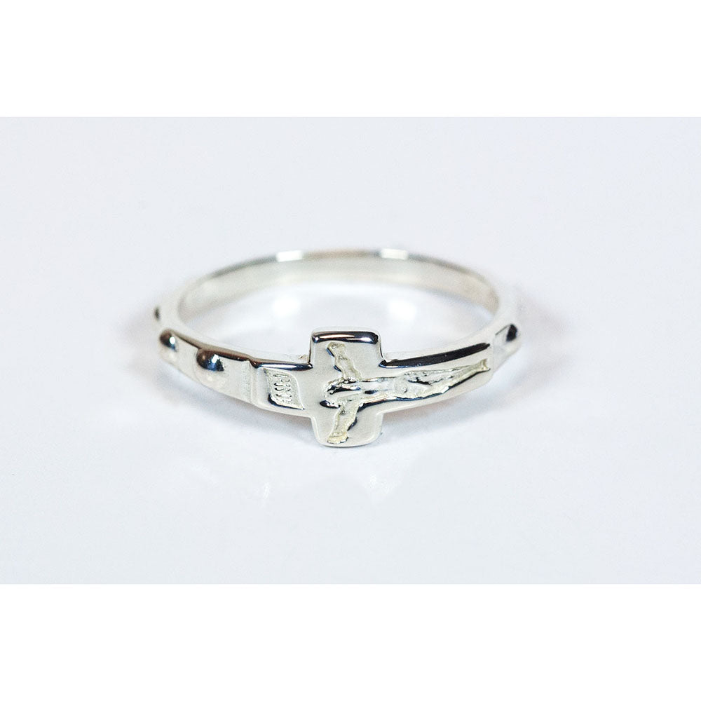 Sterling Silver Rosary Ring with Crucifix