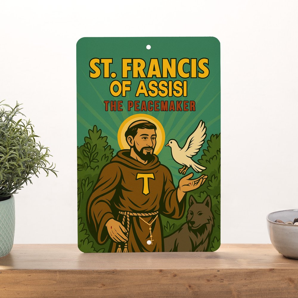 St. Francis of Assisi Superhero Tin Sign