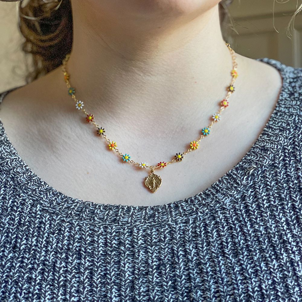 Daisy Chain Miraculous Medal Necklace