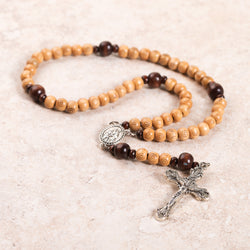 St. Joseph Light & Dark Wood Bead Rosary