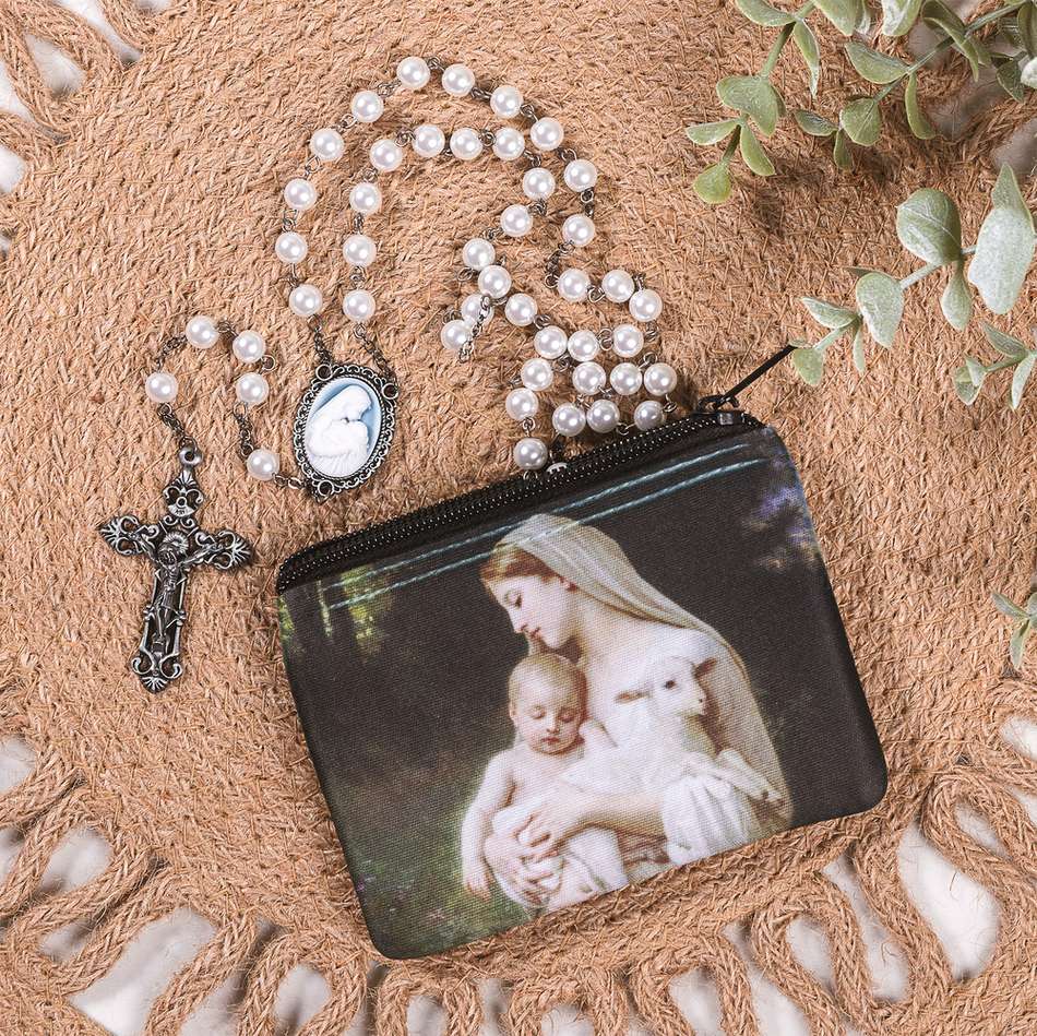 Mother's Kiss Cameo Rosary & L' Innocence Rosary Pouch Gift Set