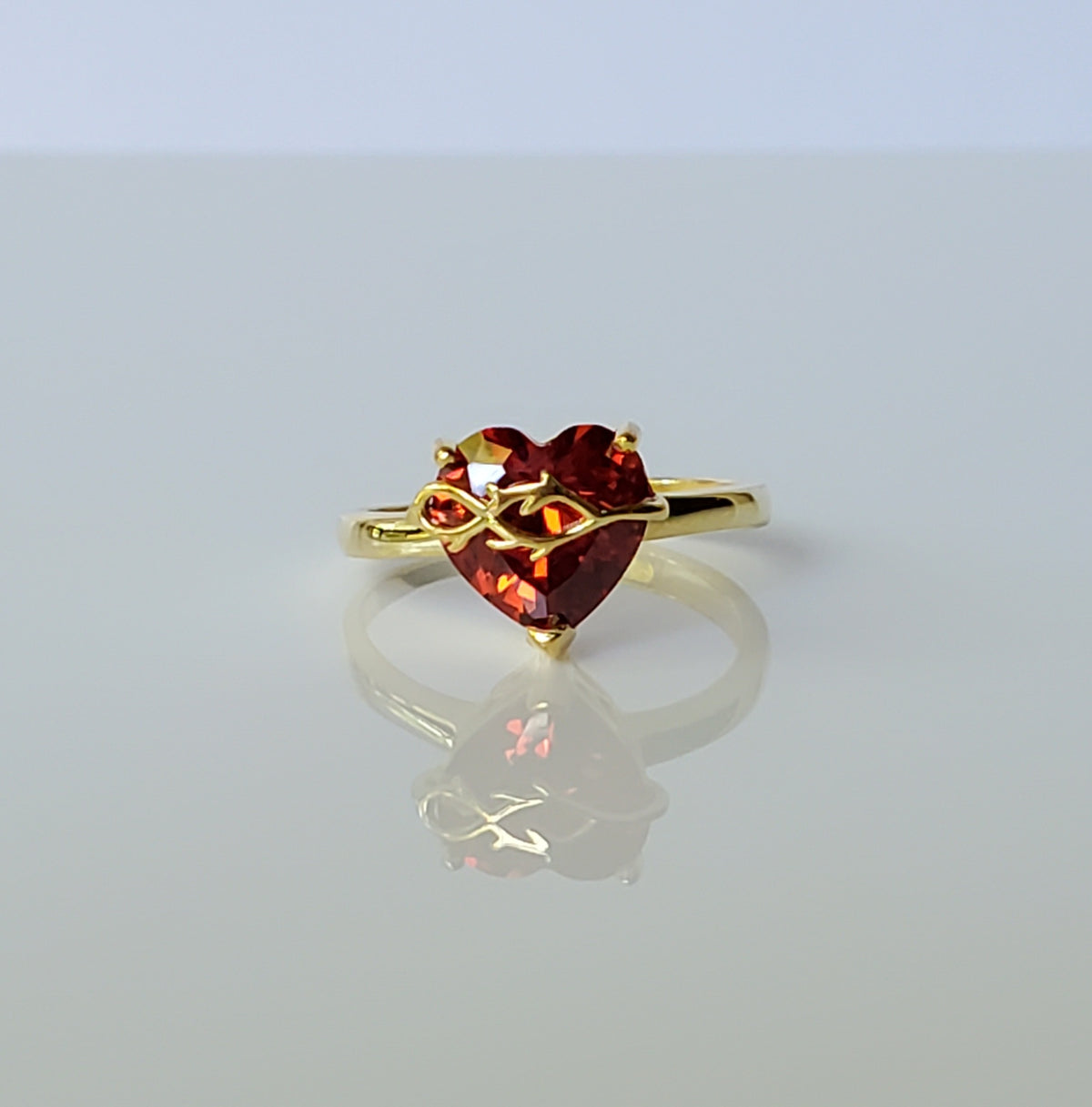 Gold Plated Sacred Heart Jeweled Ring