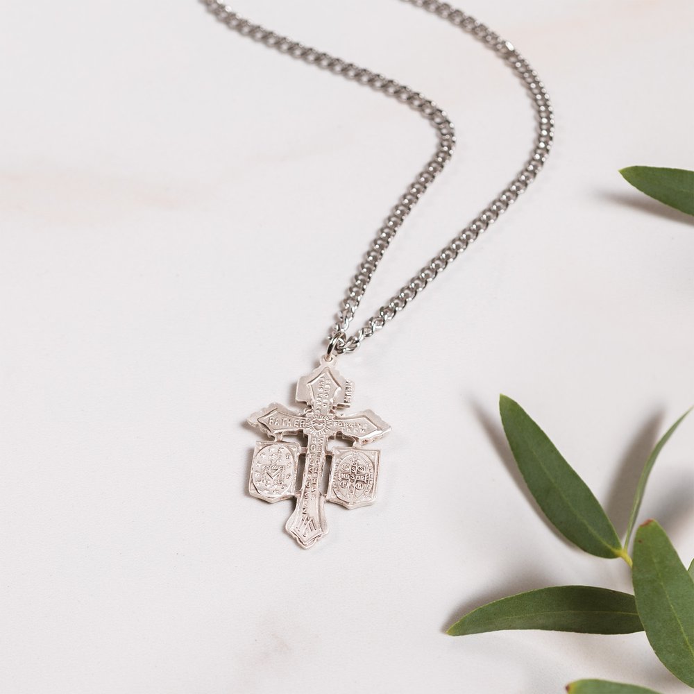 Pardon Crucifix with Benedict & Miraculous Medal Necklace
