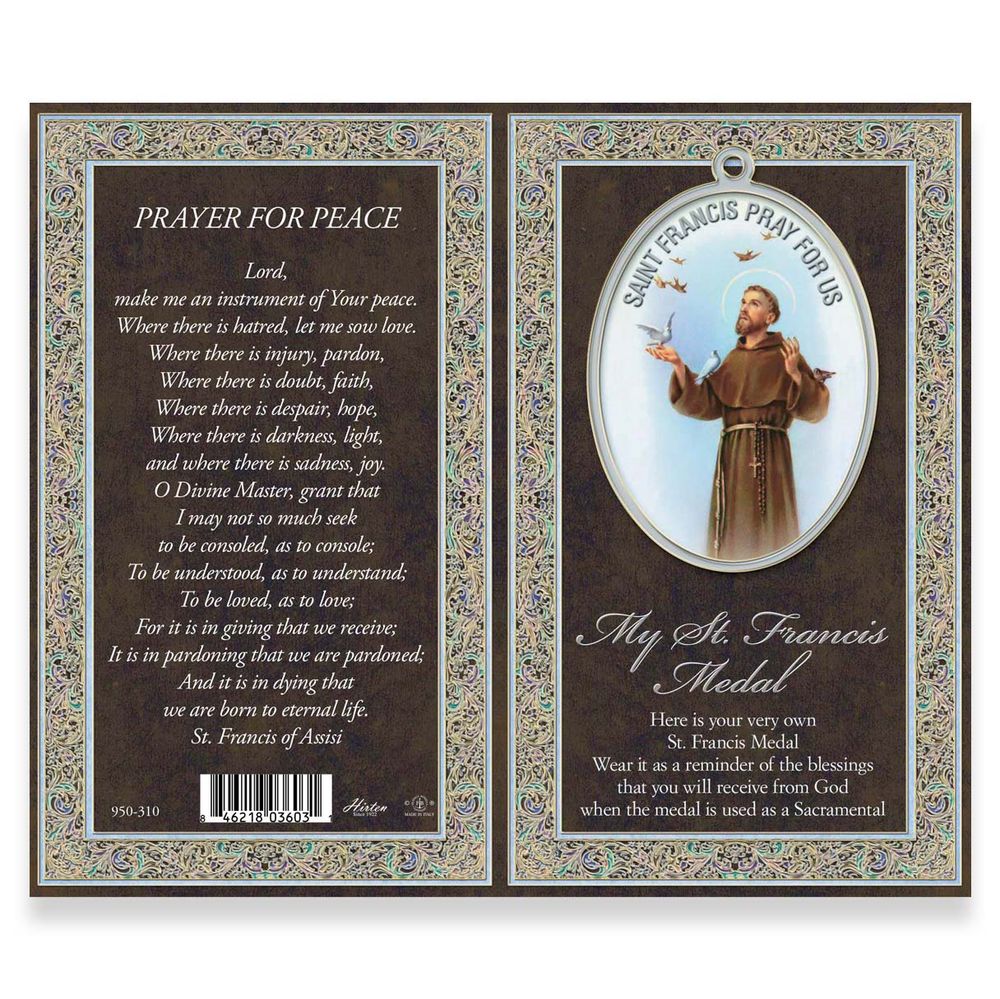 St. Francis Pewter Medal Necklace & Prayer Card Pamphlet - 24"