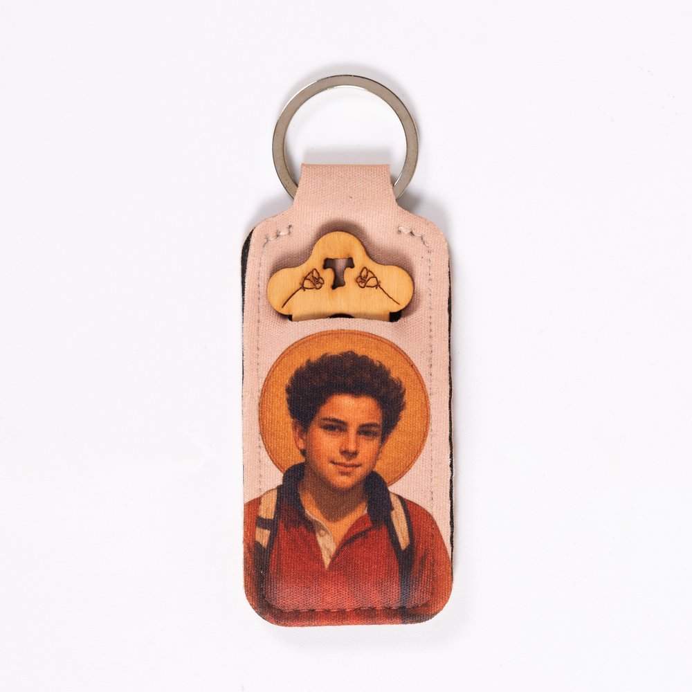 St. Carlo Acutis One-Decade Finger Rosary & Pouch Keychain