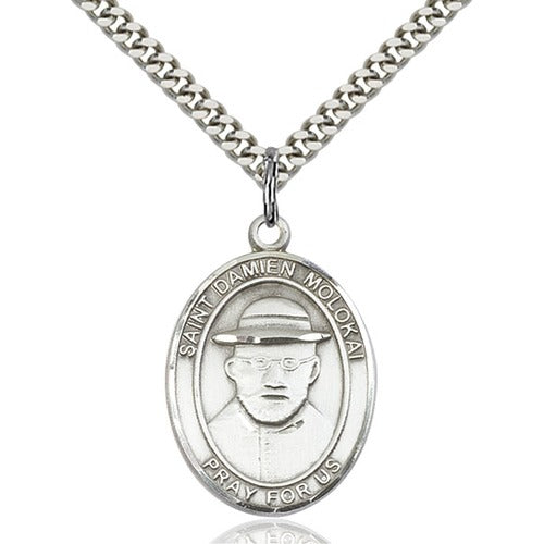 Sterling Silver St. Damien of Molokai Pendant