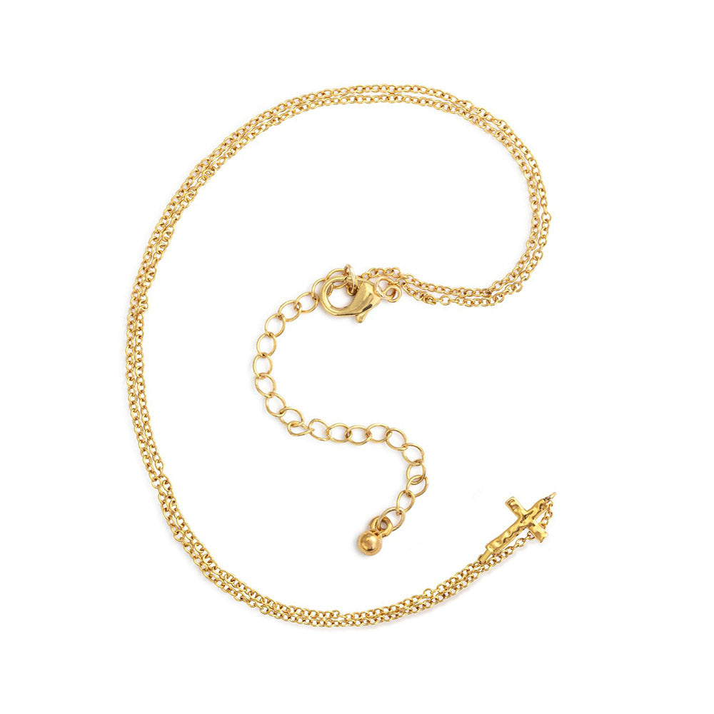 14 KT Gold Plated Horizontal Cross Necklace