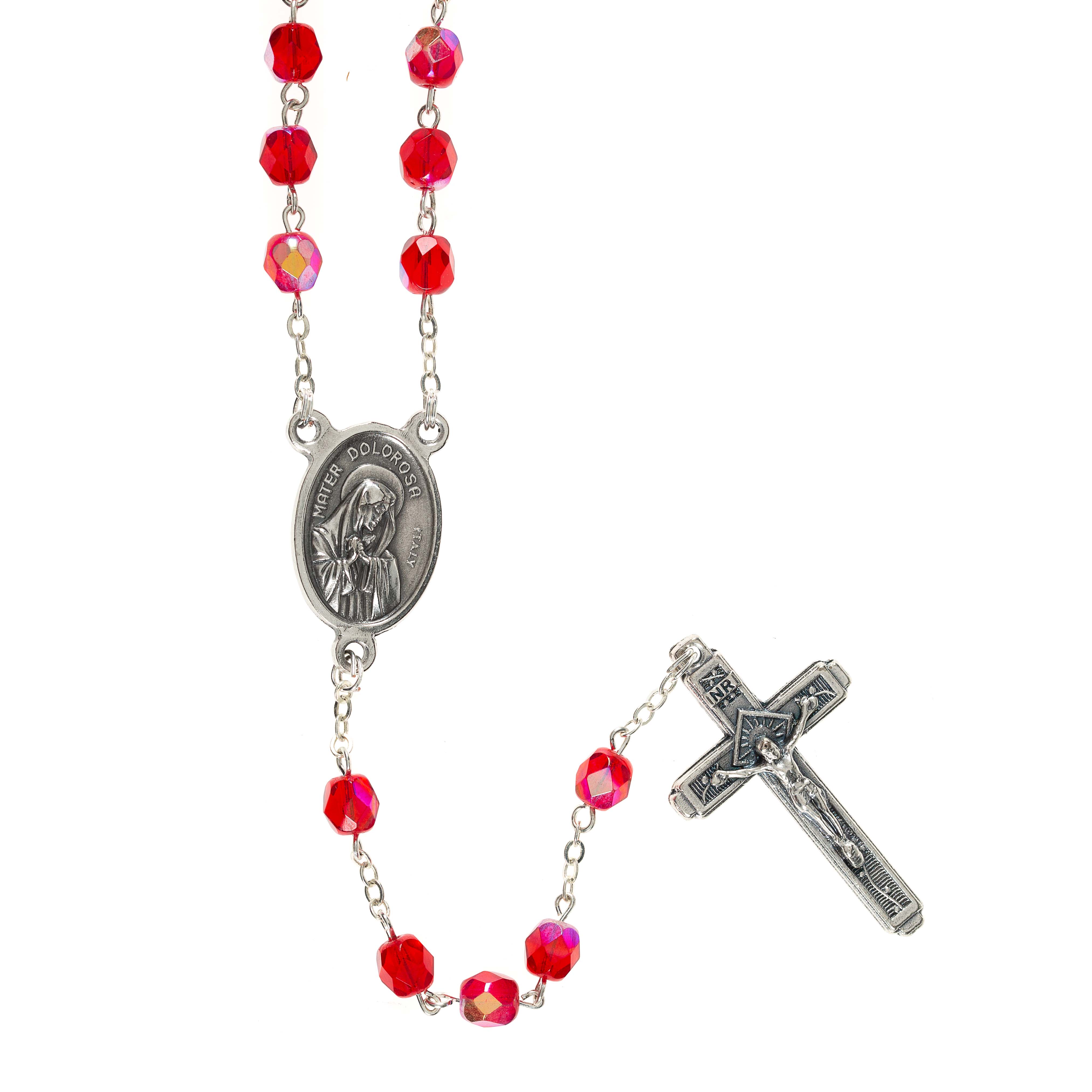Firepolished Crystal Two Hearts Rosary