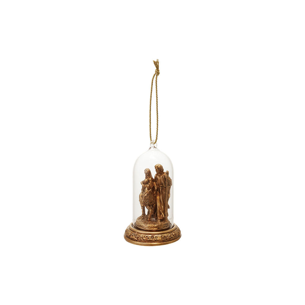 Resin Cloche Holy Family Ornament w/LED Light (batt. incl.)