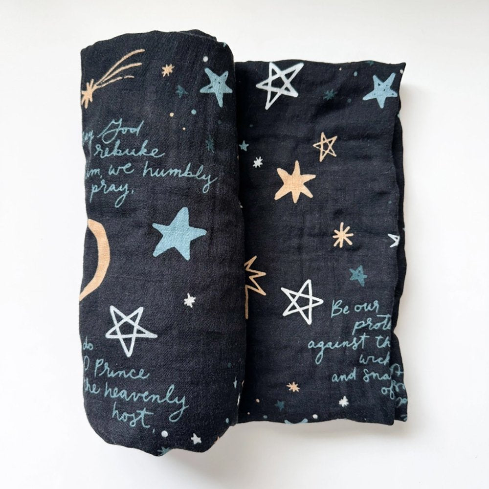 St. Michael Prayer Muslin Blanket Swaddle