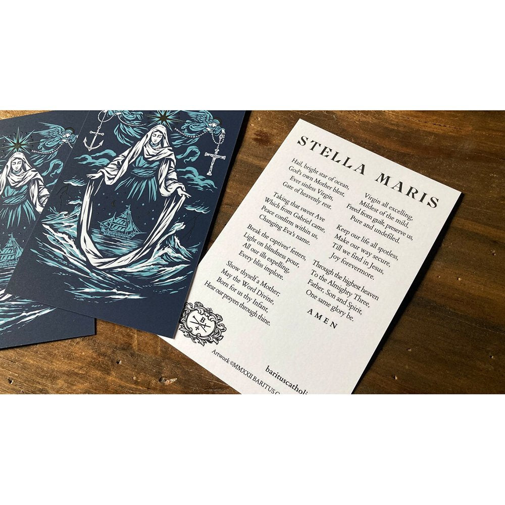 Stella Maris Silver Foiled Prayer Card