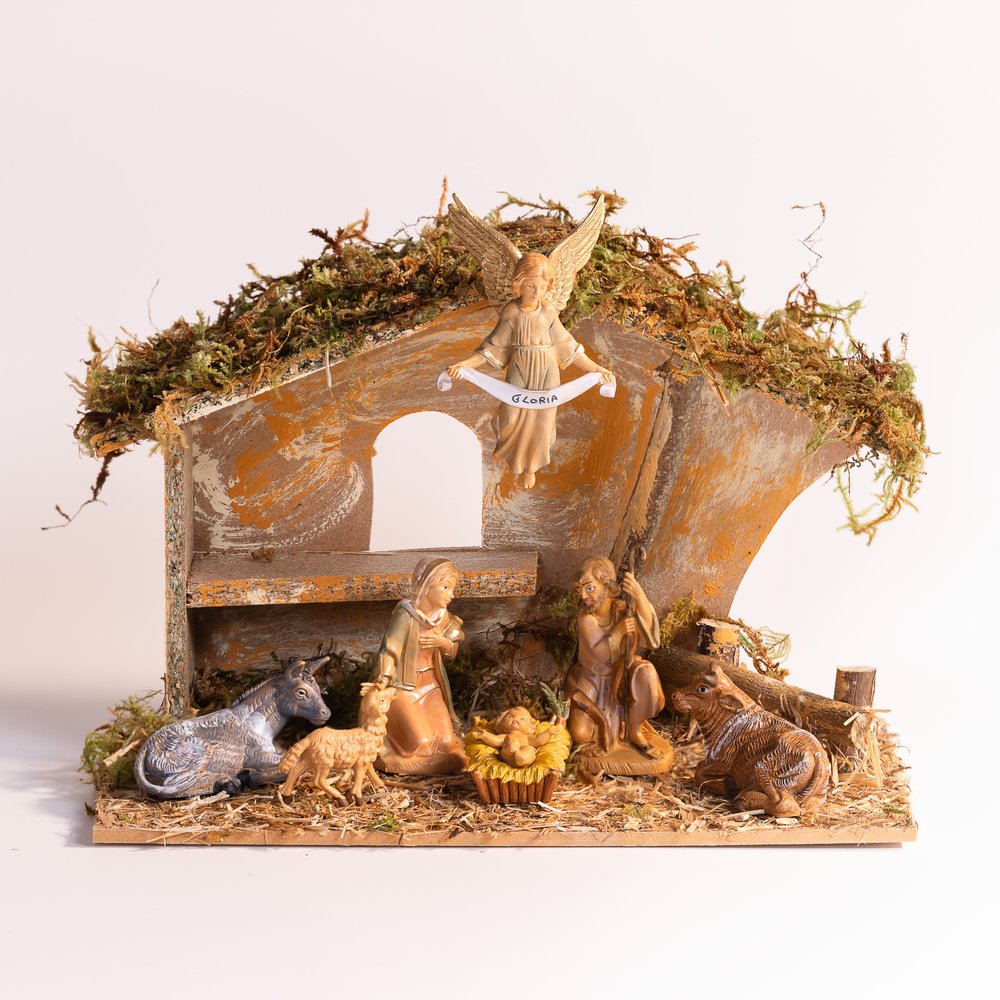 Italian Hand - Painted Nativity Set with Stable - 7-Pieces