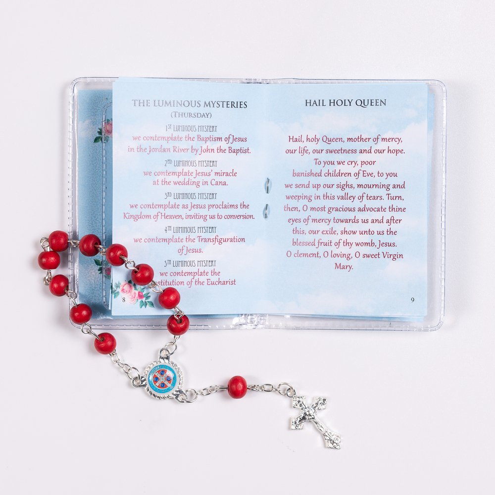 St. Benedict One Decade Wood Rosary in Plastic Holder with Prayer Leaflet