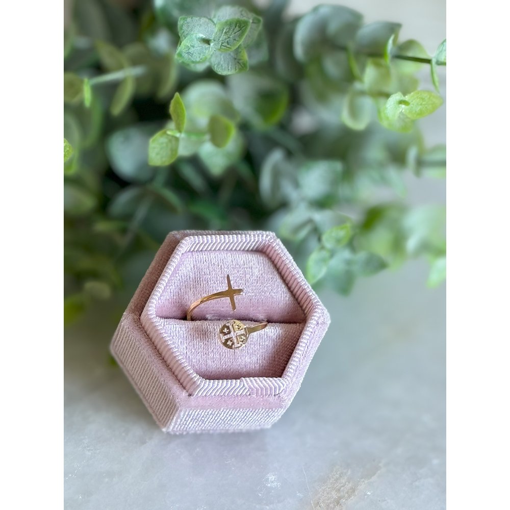 Gold Plated Sideways Cross & Jerusalem Cross Wraparound Ring
