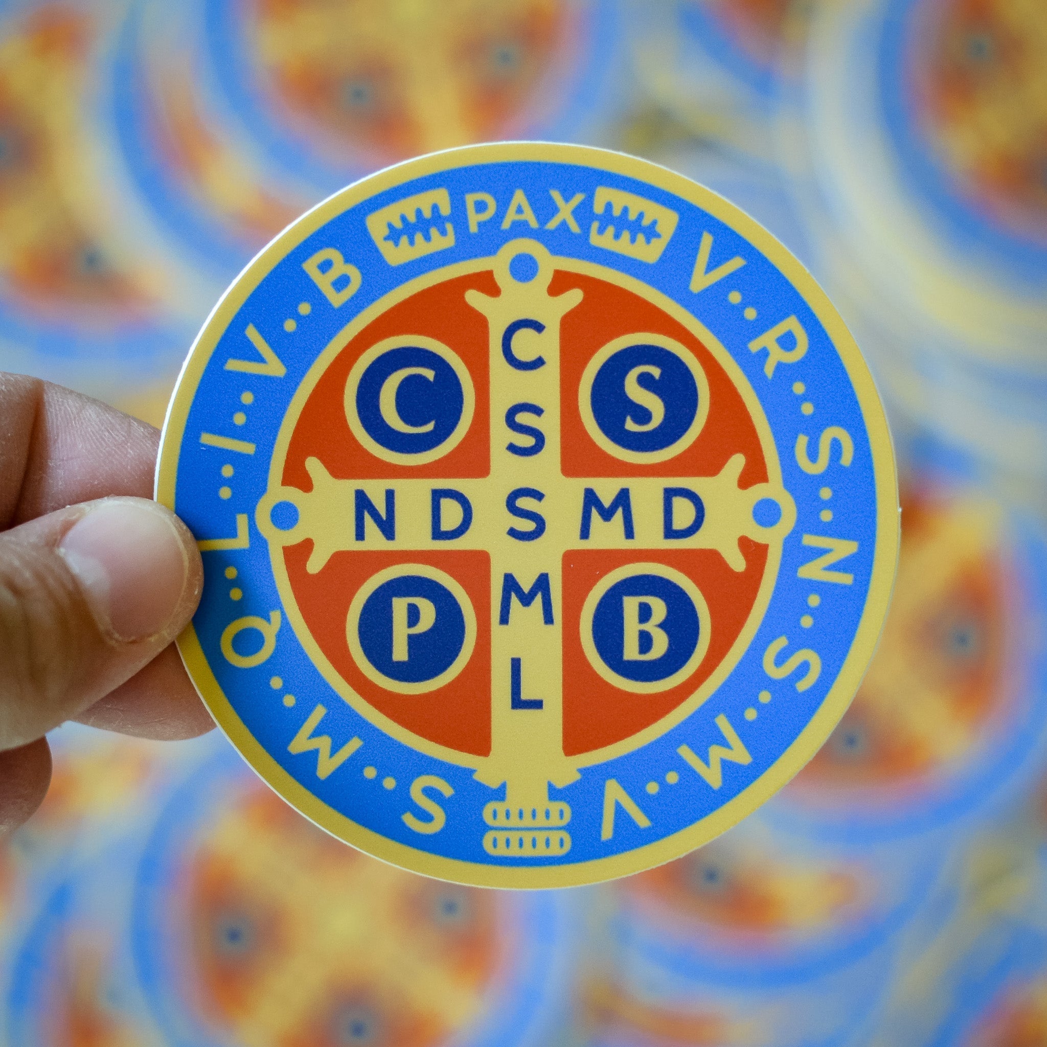 Brightly Colored St. Benedict Vinyl Sticker