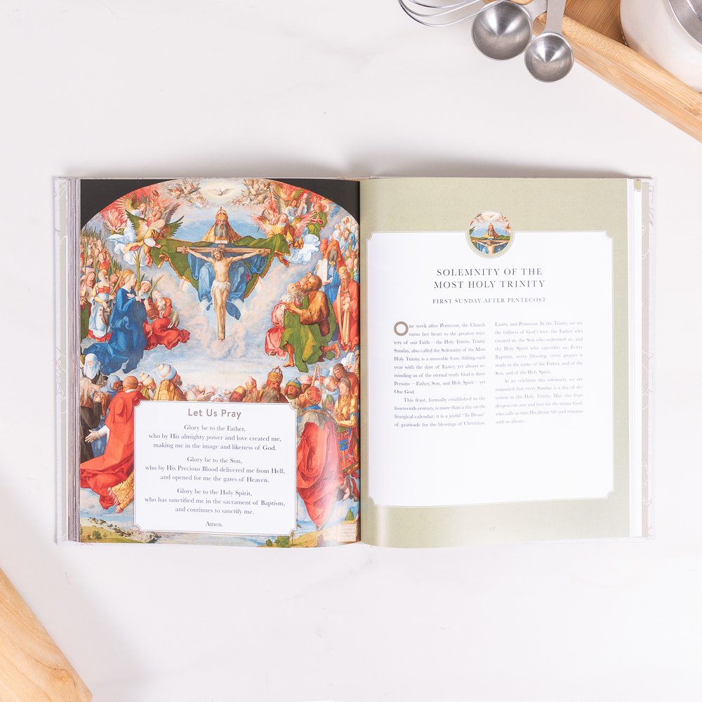 Catholic Feast Day Cookbook & Martha and Mary Kitchen Towel Gift Set