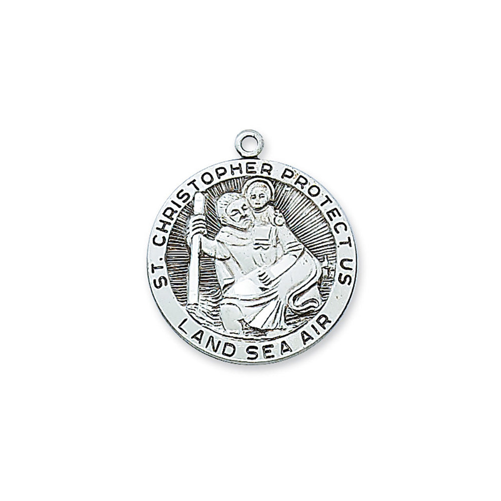 Sterling Silver St. Christopher Medal – 24" Chain