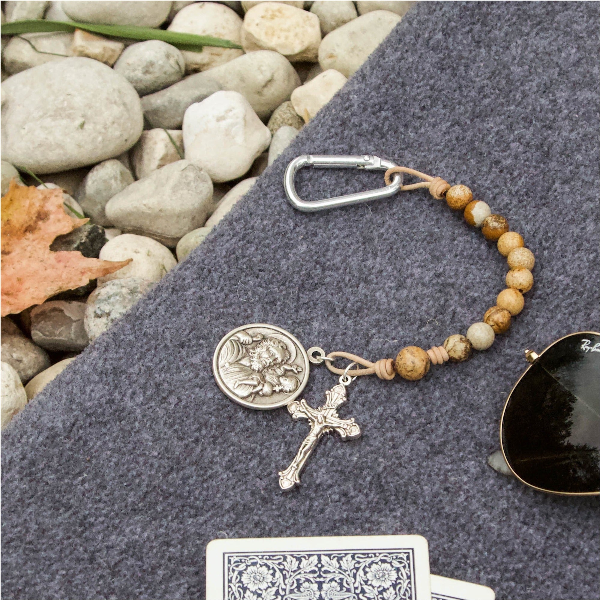 St. Christopher Brown Brave Beads Tenner Rosary