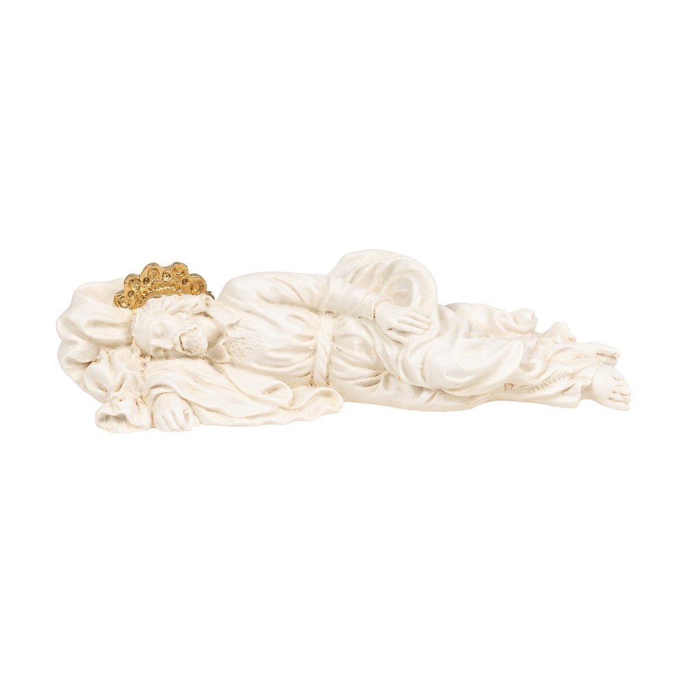 Antique Ivory Sleeping St. Joseph Statue with Gold Halo - 8"