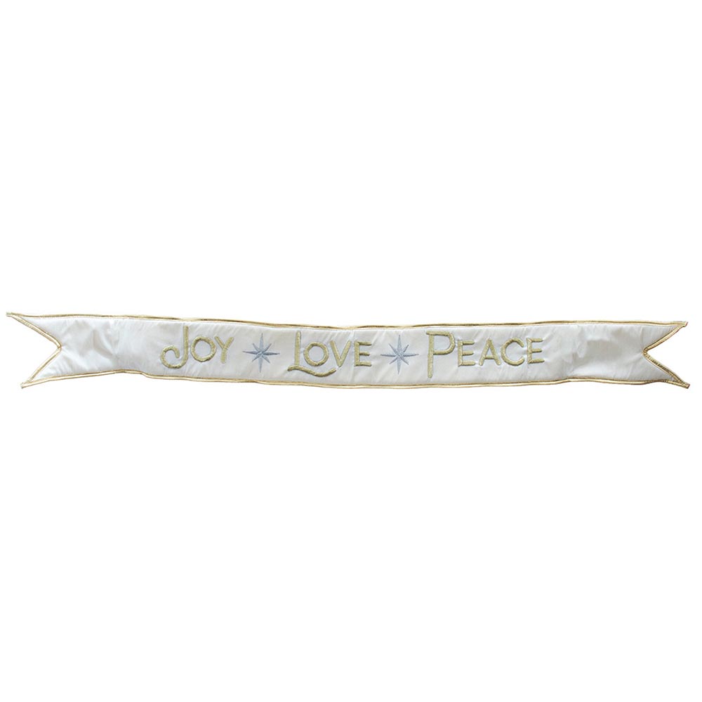Joy, Love, Peace White Sash Ribbon Decoration - 44"