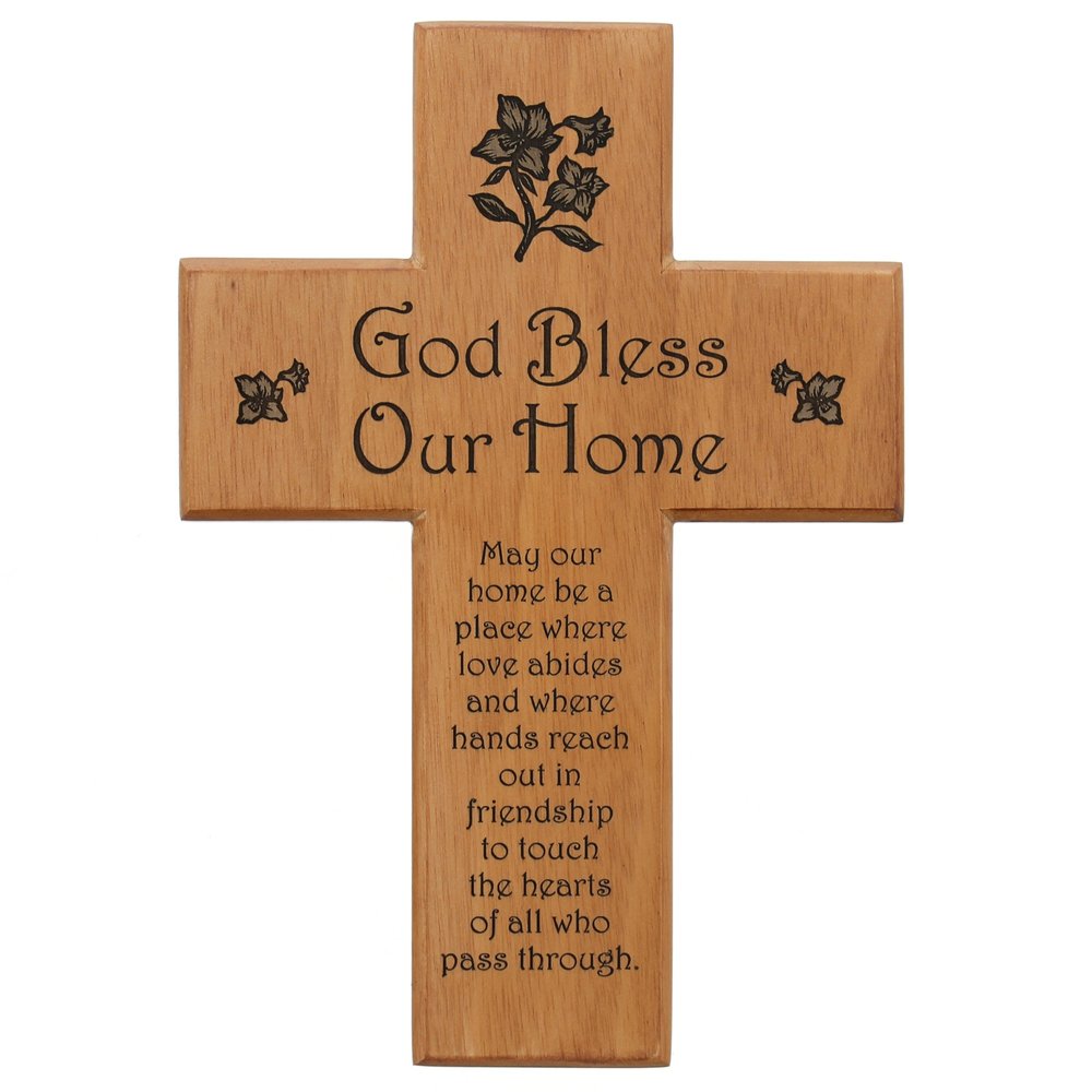 God Bless Our Home Mahogany Wall Cross