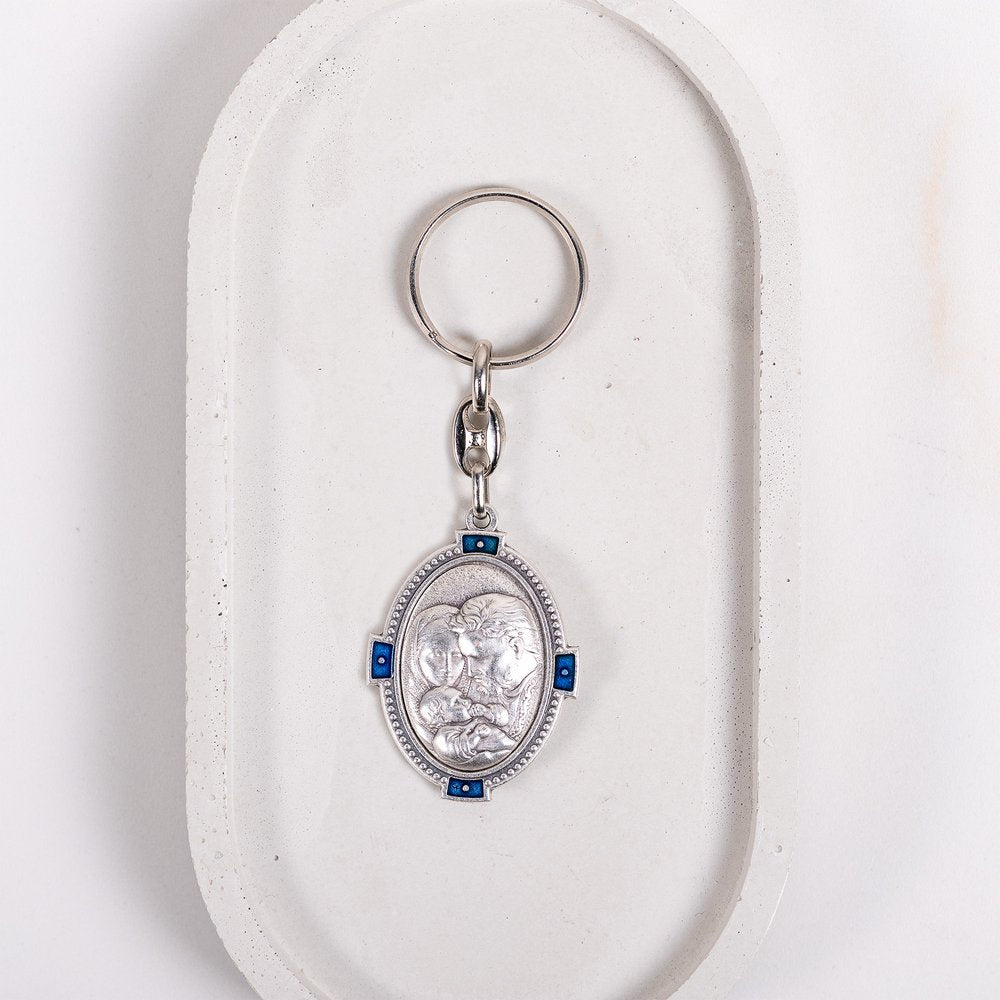 St. Joseph Key Ring w/Blue Accents, cm. 4.2 (1.65")