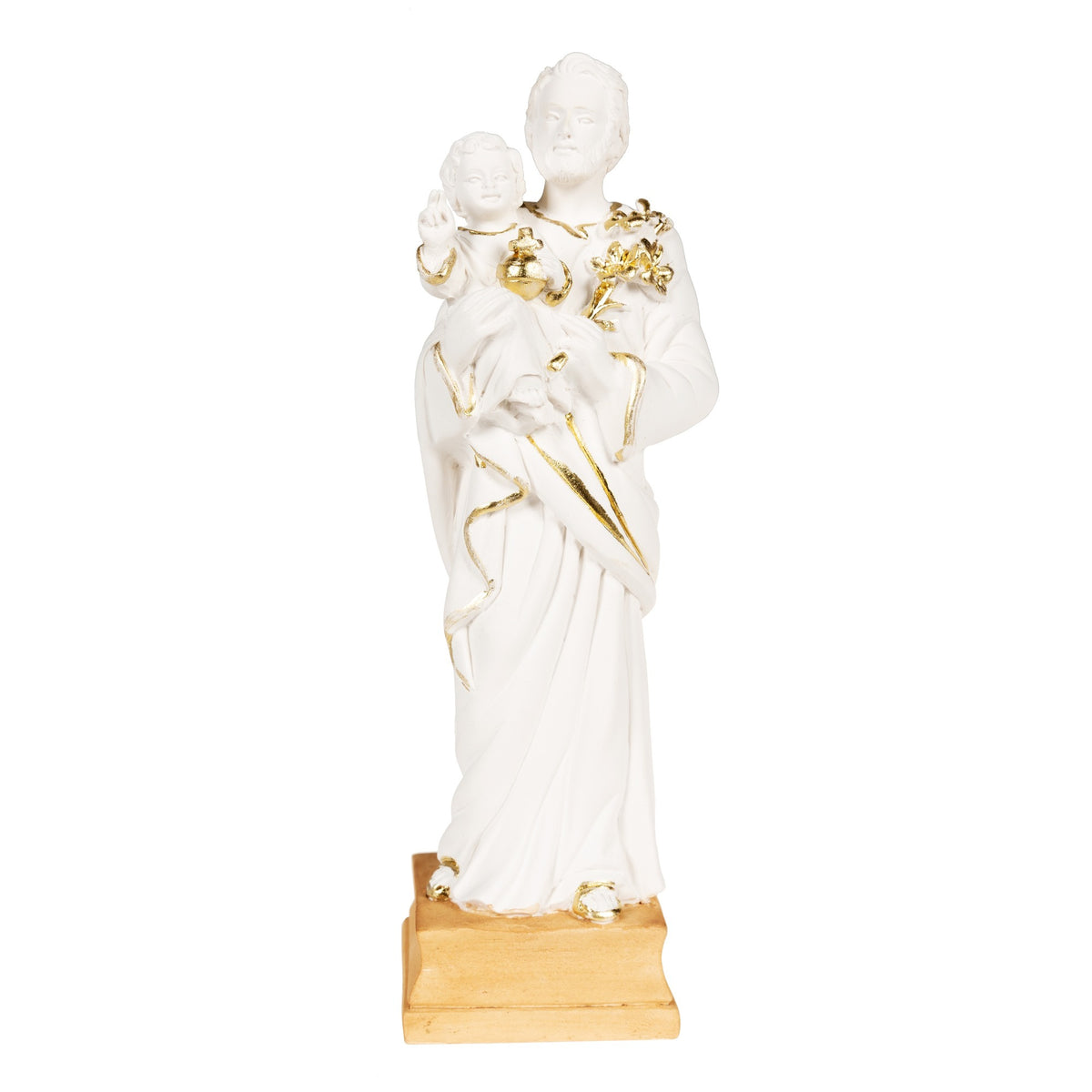 St. Joseph & the Christ Child Statue with Gold  - 7.8"