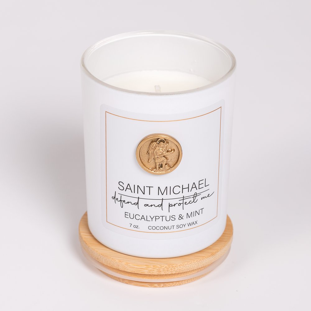 St. Michael Protection Candle - Eucalyptus & Mint