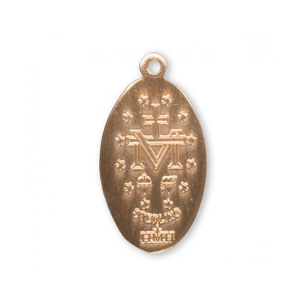 16kt Gold Over Sterling Silver Oval Miraculous Medal - 18 Inch Chain