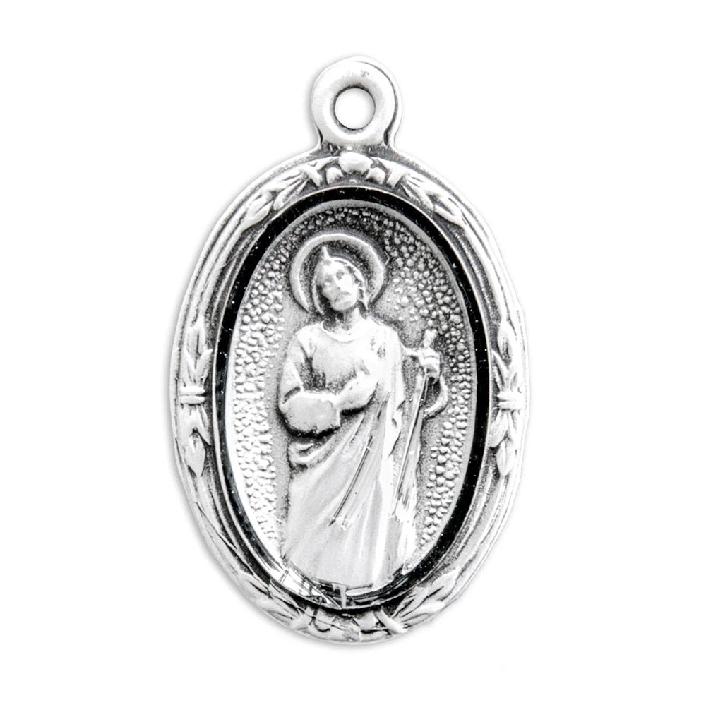 St. Jude Medal Necklace in Floral Setting