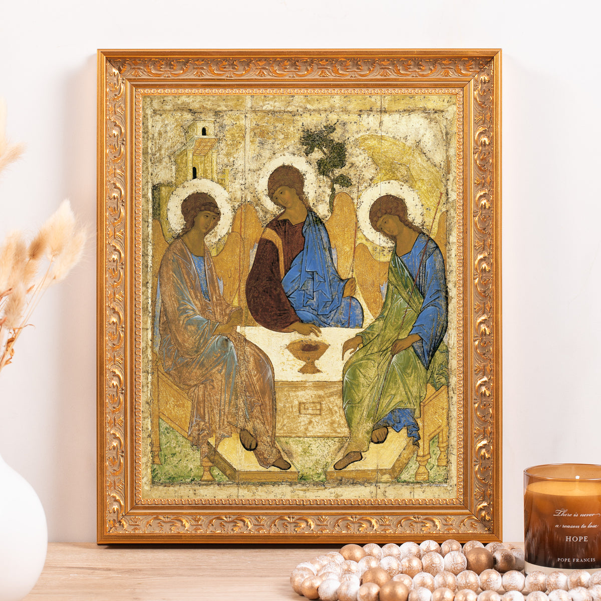 Rublev's Icon of the Trinity Framed Canvas - Sacred Classics Collectio