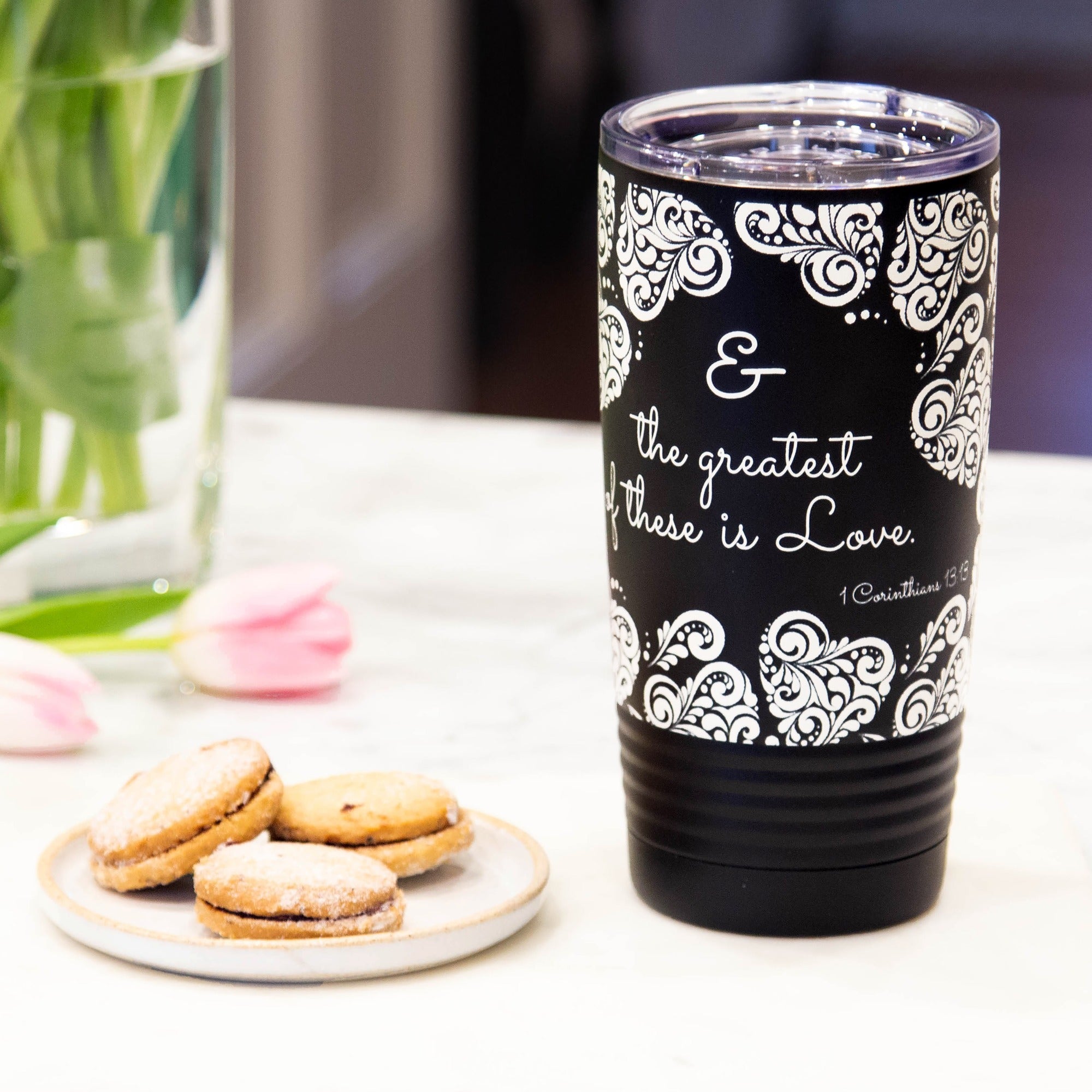 The Greatest of These Is Love Insulated Black 20oz Tumbler