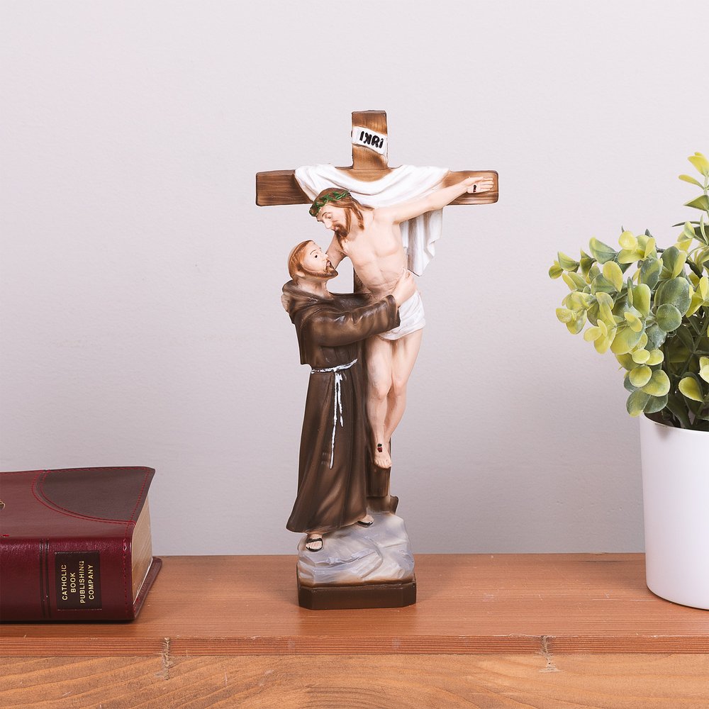 St. Francis Embracing Christ Statue - 10"