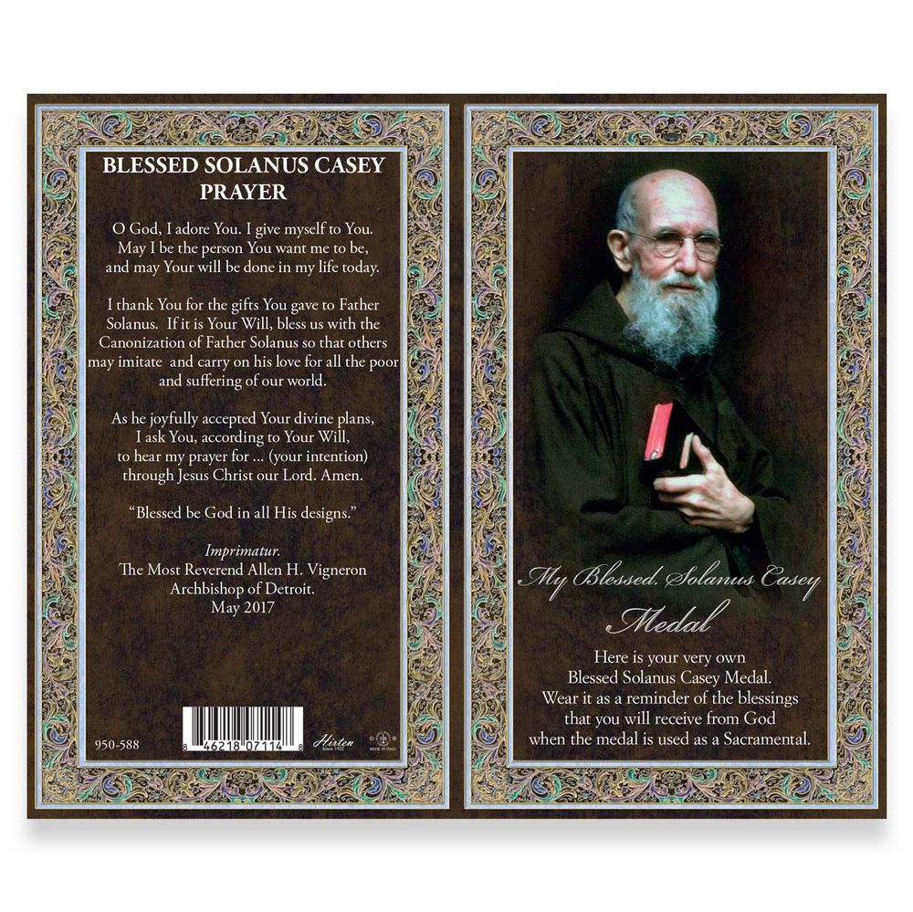 Bl. Solanus Casey Pewter Medal Necklace & Prayer Card Pamphlet - 24"
