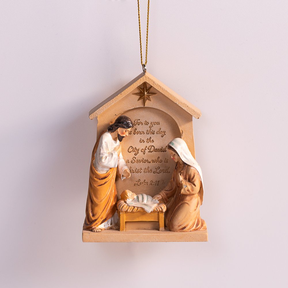 Holy Family Scripture Verse Crèche Ornament - 3.5"