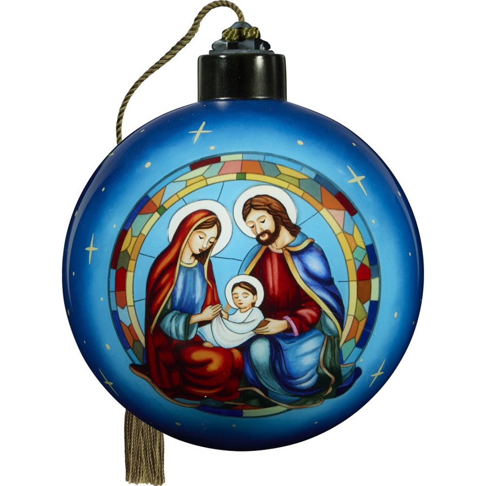 Holy Family Blown Glass Ornament