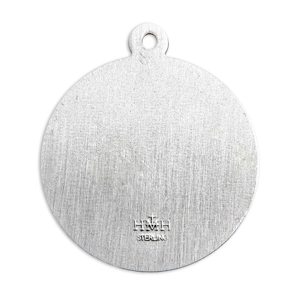 Sterling Silver St. Michael Medal Necklace with Beaded Border