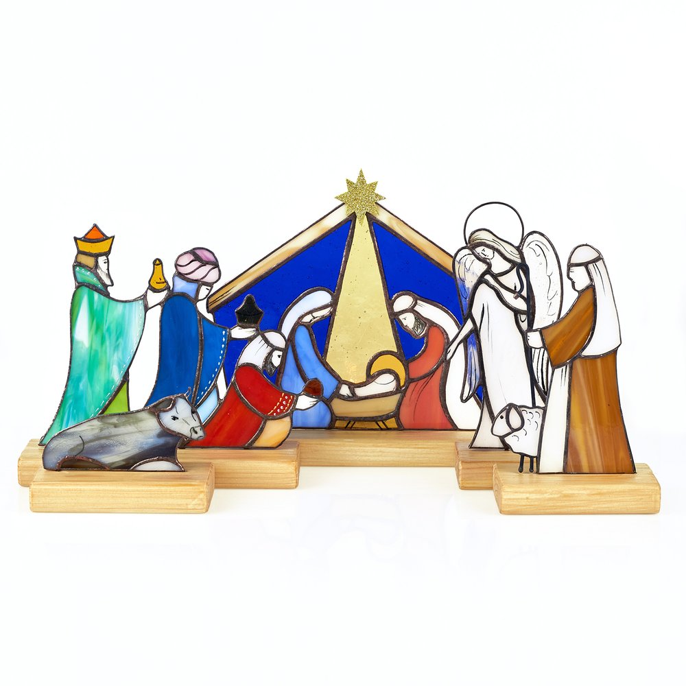 Heirloom Handcrafted Stained Glass Nativity Set
