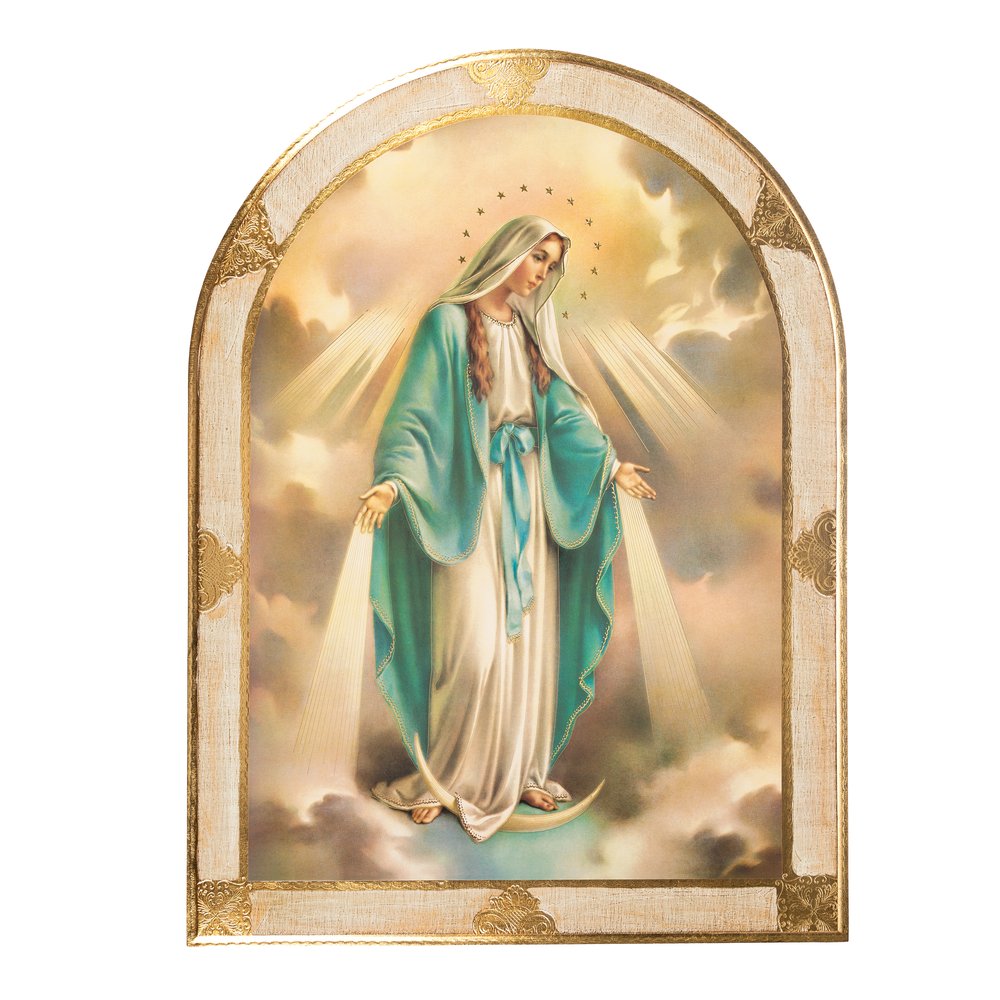 Miraculous Mary Arched Florentine Plaque