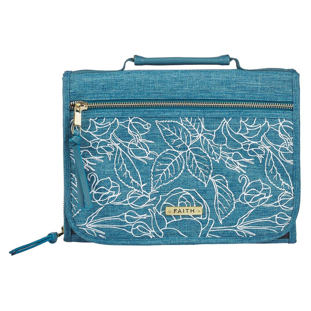 Faith Teal Tri-Fold Organizer & Bible Cover - Large