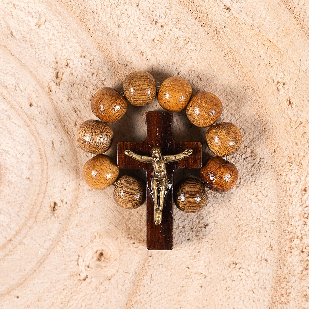 Wood Finger Rosary with Crucifix