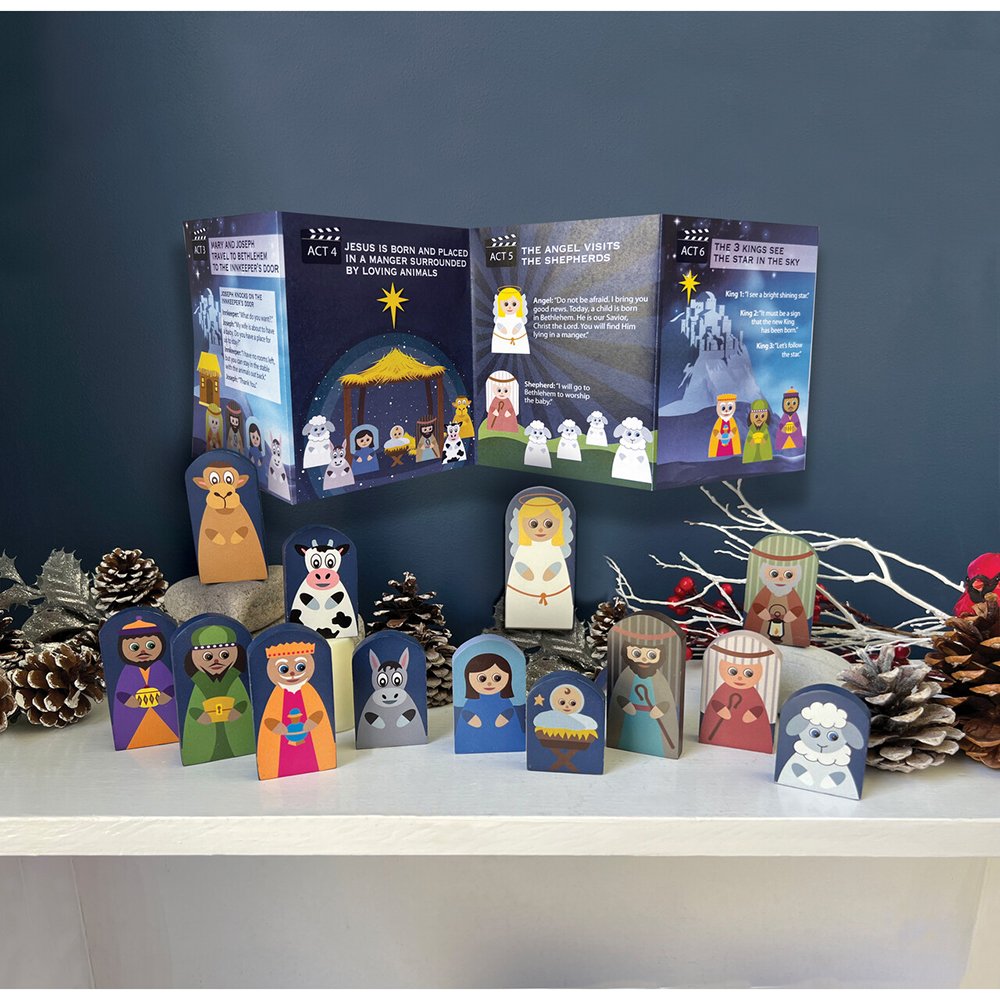Wood Crafted Nativity Playset - 13 Pieces