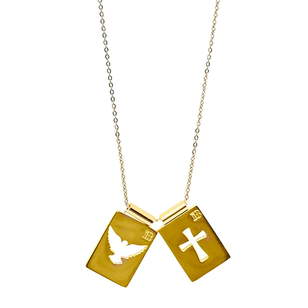 Gold Holy Spirit & Cross Scapular Necklace