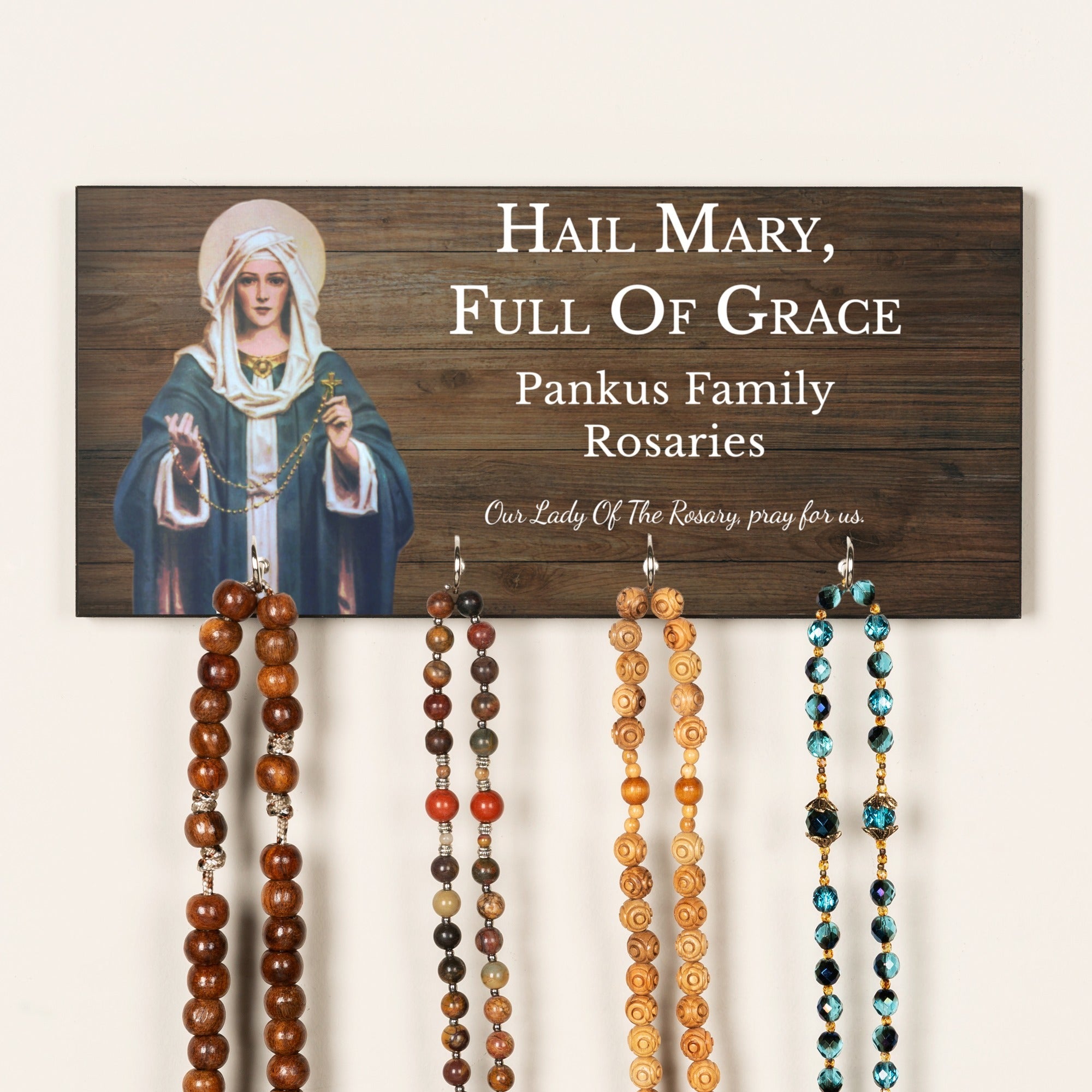 Personalized Hail Mary Pray For Us Rosary Hanger